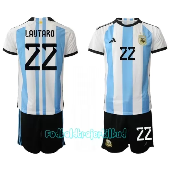 Argentina Lautaro Martínez 22 Hjemmebanetrøje Barn VM 2022