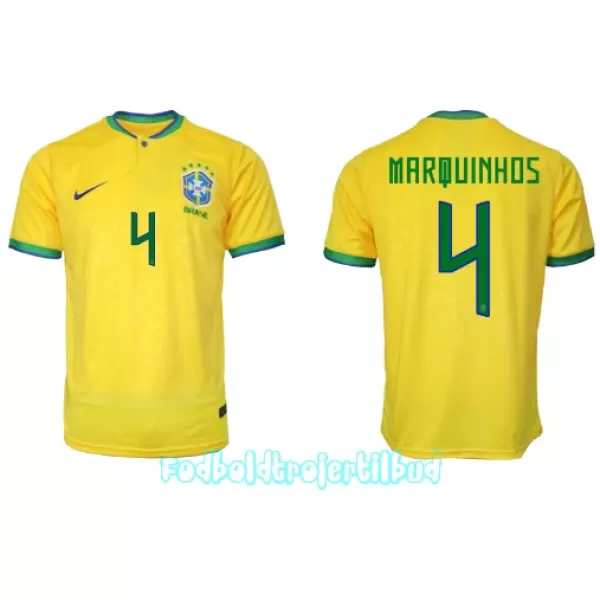 Brasilien Marquinhos 4 Hjemmebanetrøje VM 2022