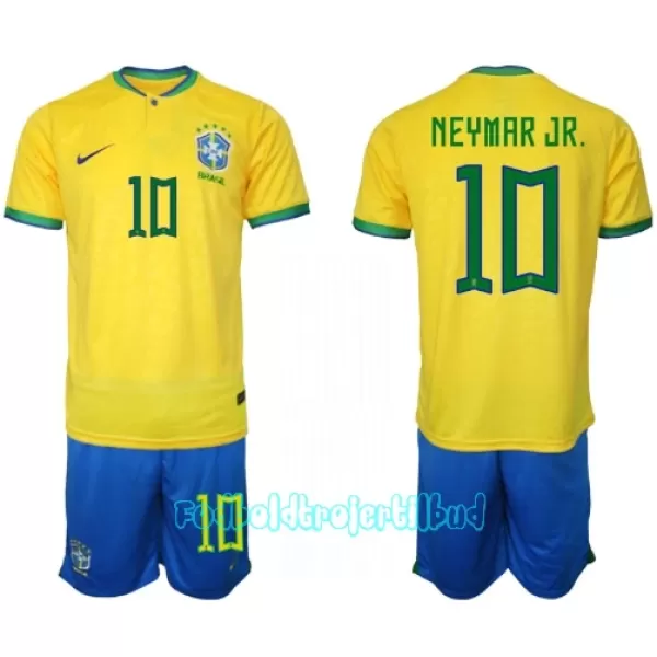 Brasilien Neymar Jr 10 Hjemmebanetrøje Barn VM 2022
