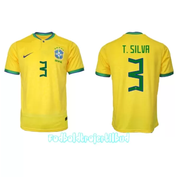 Brasilien Thiago Silva 3 Hjemmebanetrøje VM 2022