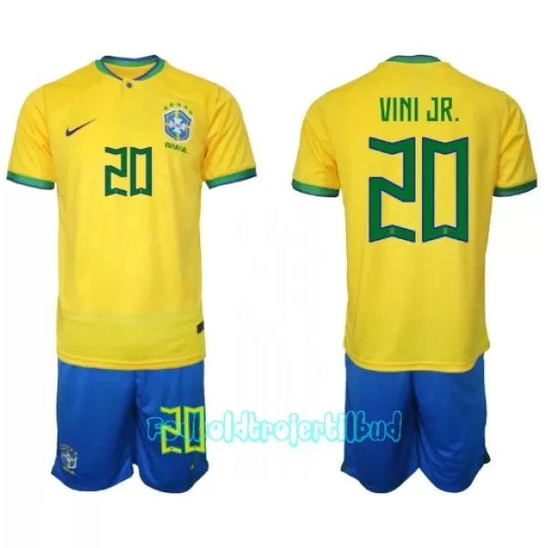 Brasilien Vinicius Junior 20 Hjemmebanetrøje Barn VM 2022