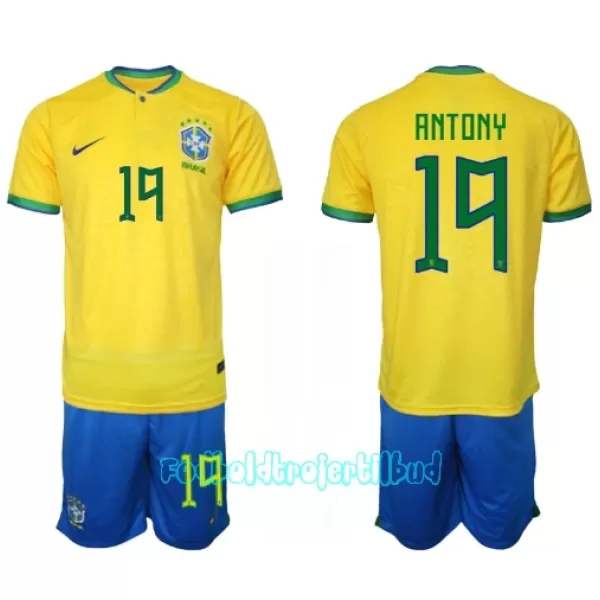 Brasilien Antony Santos 19 Hjemmebanetrøje Barn VM 2022