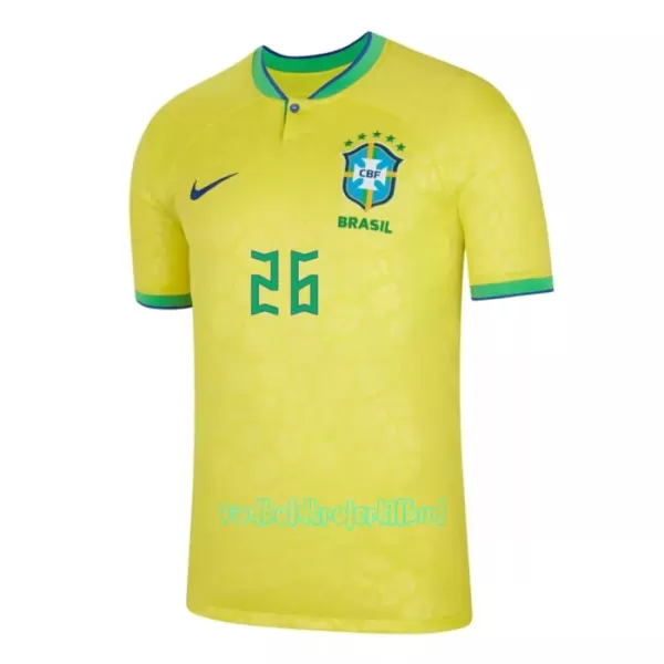 Brasilien Rodrygo Goes 26 Hjemmebanetrøje VM 2022