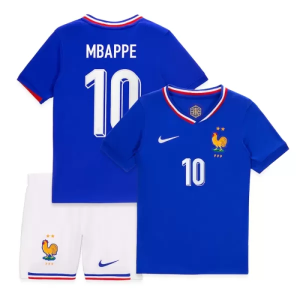 Frankrig Kylian Mbappé 10 Hjemmebanetrøje Barn EM 2024