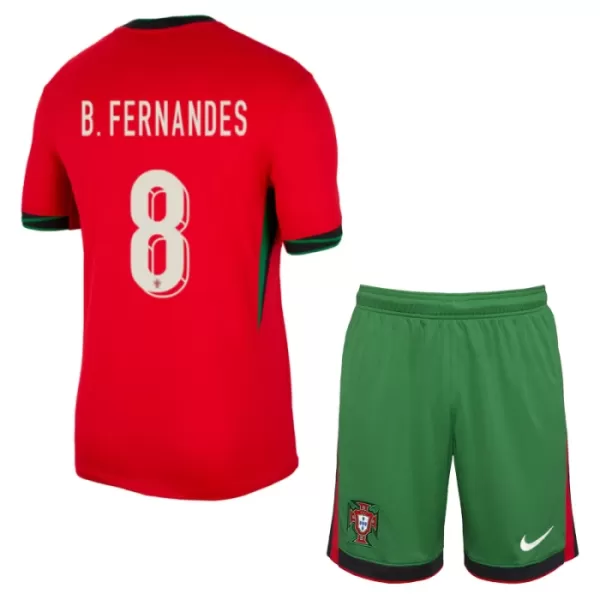 Portugal Bruno Fernandes 8 Hjemmebanetrøje Barn EM 2024