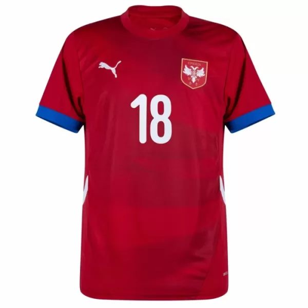Serbien Vlahovic 18 Hjemmebanetrøje EM 2024